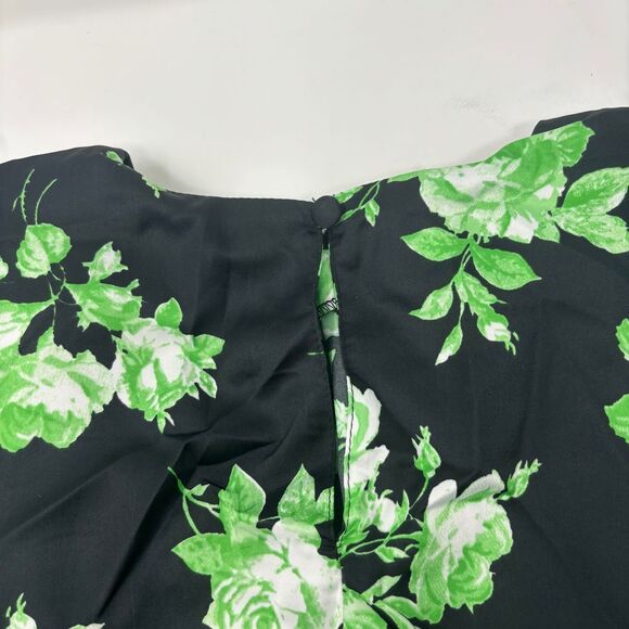 Asos Design Dress Women's 4 Black Green Floral‎ Sleeveless Satin Midi Dress - Picture 4 of 7